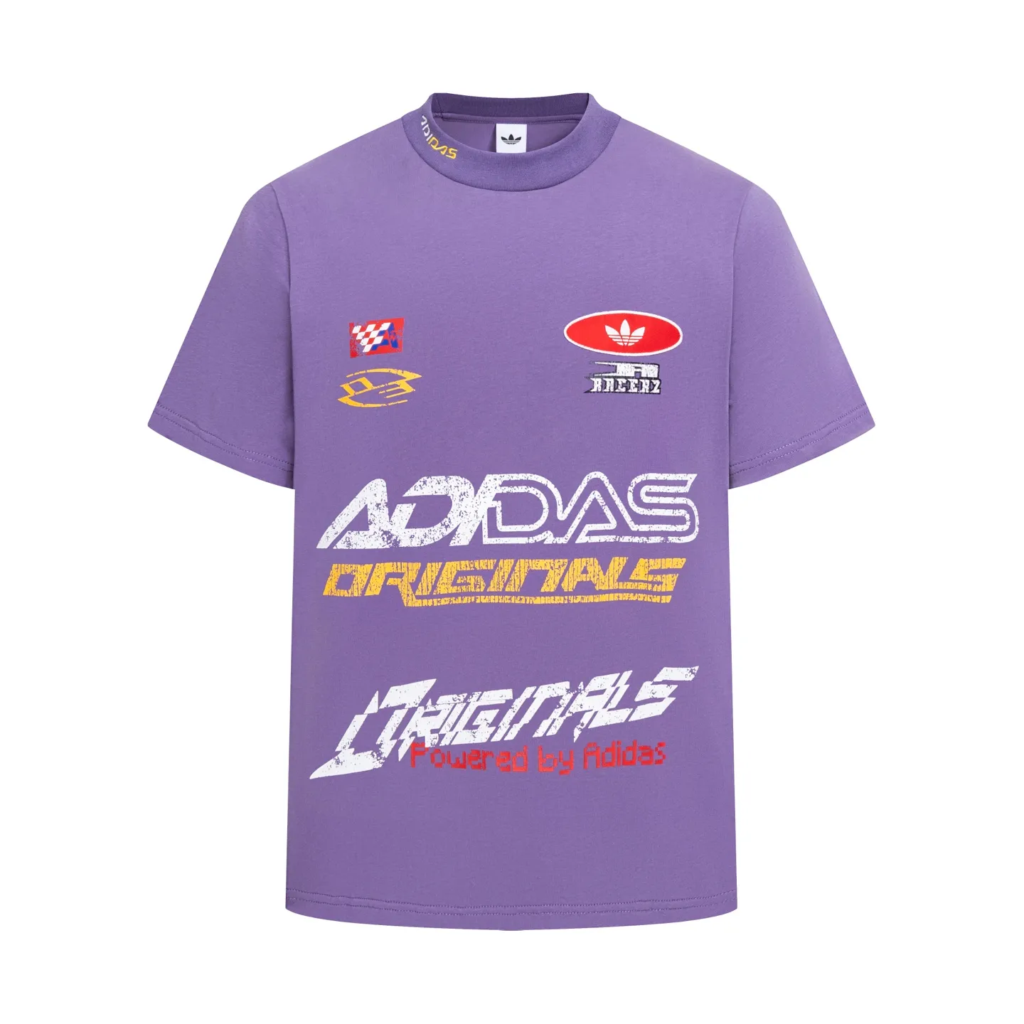 Adidas Clover MOTOSeries short sleeves, low saturation taro purple color, same style loose fit for men and women, pure cotton material is light and breathable, super comfortable for daily wear! The all-over printing with racing elements, clover logo + letter pattern, retro and street feel, looks great when worn as a layer or alone✨. The small high collar design, paired with overalls and Skate Shoes, can easily achieve American street style, and it is also great for couples! Fashionable and comfortable at the same time, don’t miss it if you like racing style. Style number: A 194# Color: Black Purple Size: S M L XL XXL